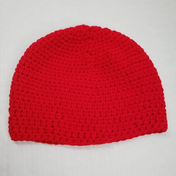 Crochet Beanie Hat Adult Red Handmade Outdoors Casual Streetwear Eclectic - Picture 8 of 12